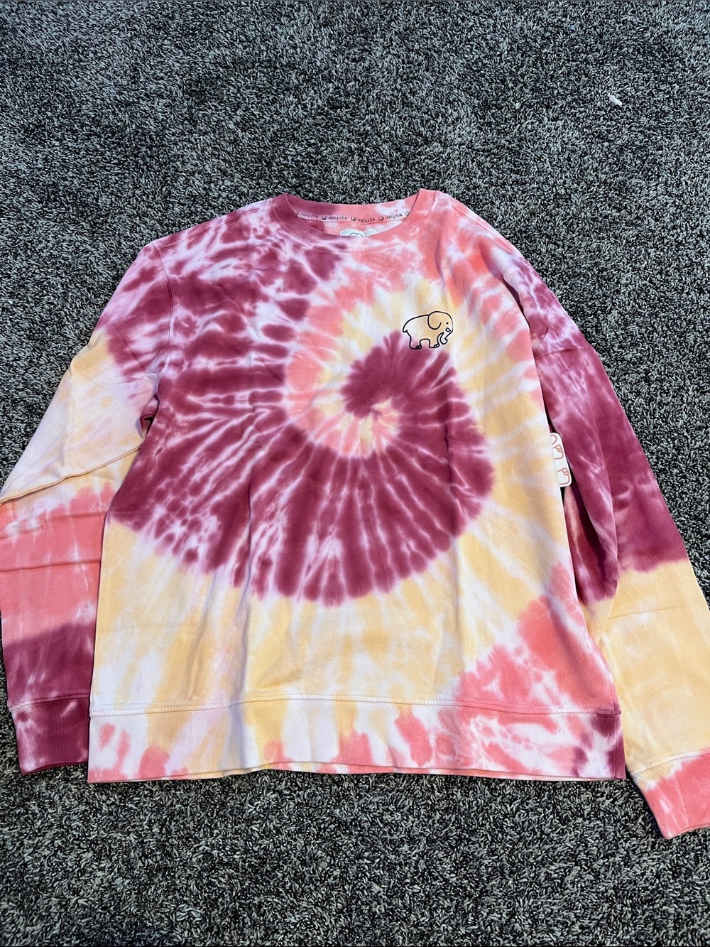 ivory ella Pink, Purple & Yellow Tie-Dye Tee with Elephant Logo
